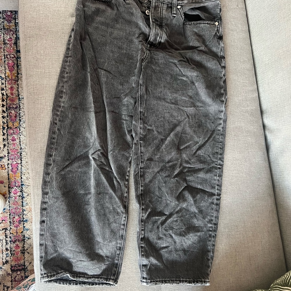 Madewell Black Relaxed Jeans with Distressed Finish